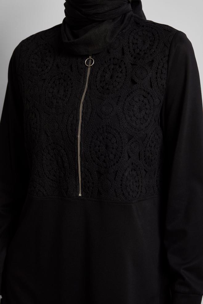 Hijab-Kleidung SCHWARZ TRAININGSANZUG TUNIKA 45667 - ALVİNA