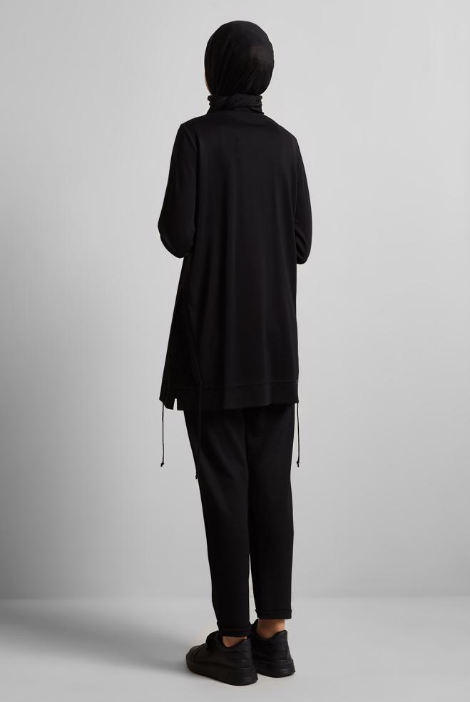 Hijab-Kleidung SCHWARZ TRAININGSANZUG TUNIKA 45667 - ALVİNA