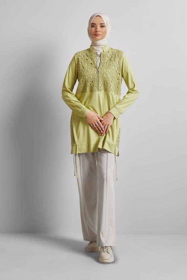 Hijab-Kleidung GELB TRAININGSANZUG TUNIKA 45667 - ALVİNA