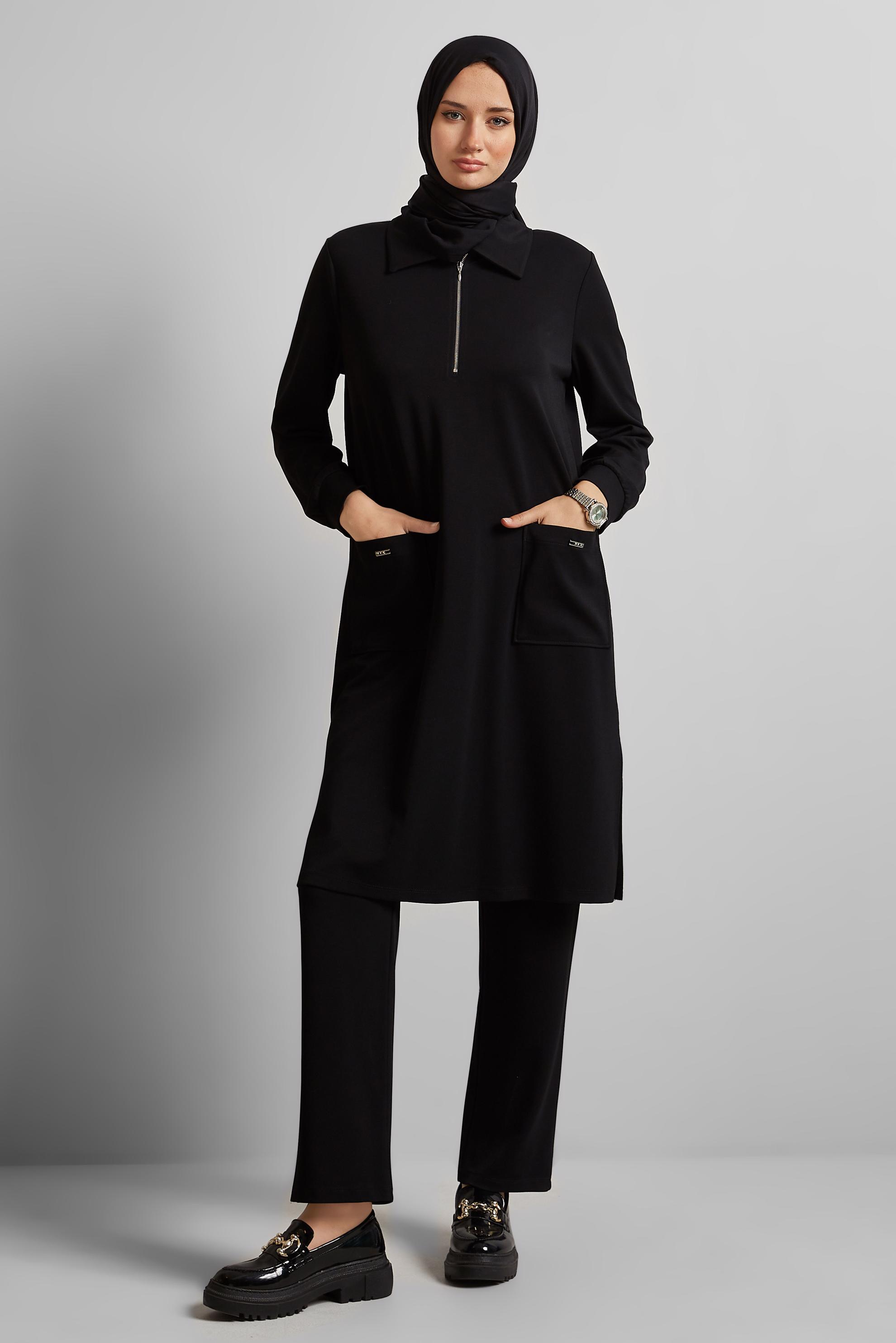 Tesettür giyim SİYAH PANTOLONLU EŞOFMAN TAKIM 45670