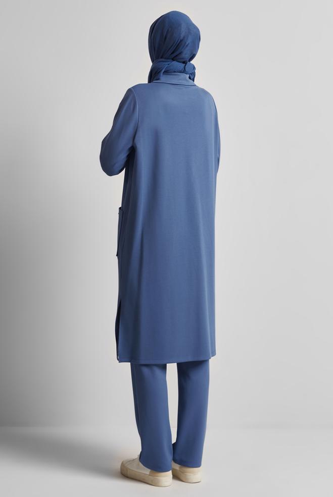 Hijab-Kleidung NAVY BLAU TRAININGSANZUG-SET MIT HOSE 45670 - ALVİNA