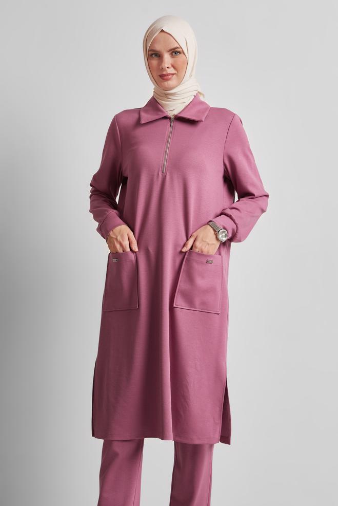 Vêtements hijab ROSE ENSEMBLE SURVÊTEMENT AVEC PANTALON 45670 - ALVİNA