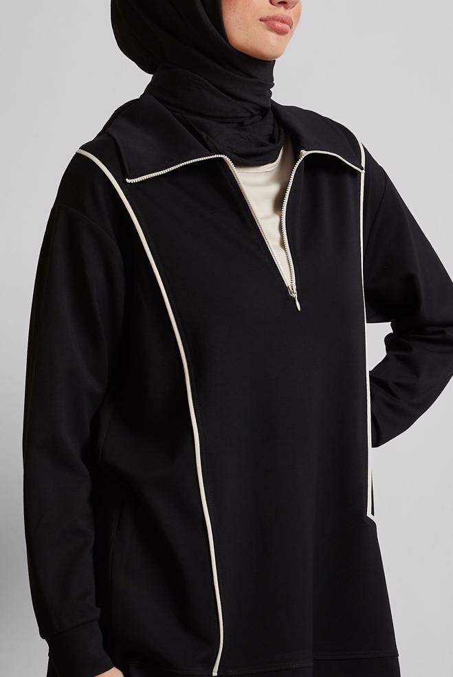 Tesettür giyim SİYAH PANTOLONLU EŞOFMAN TAKIM 45671 - ALVİNA