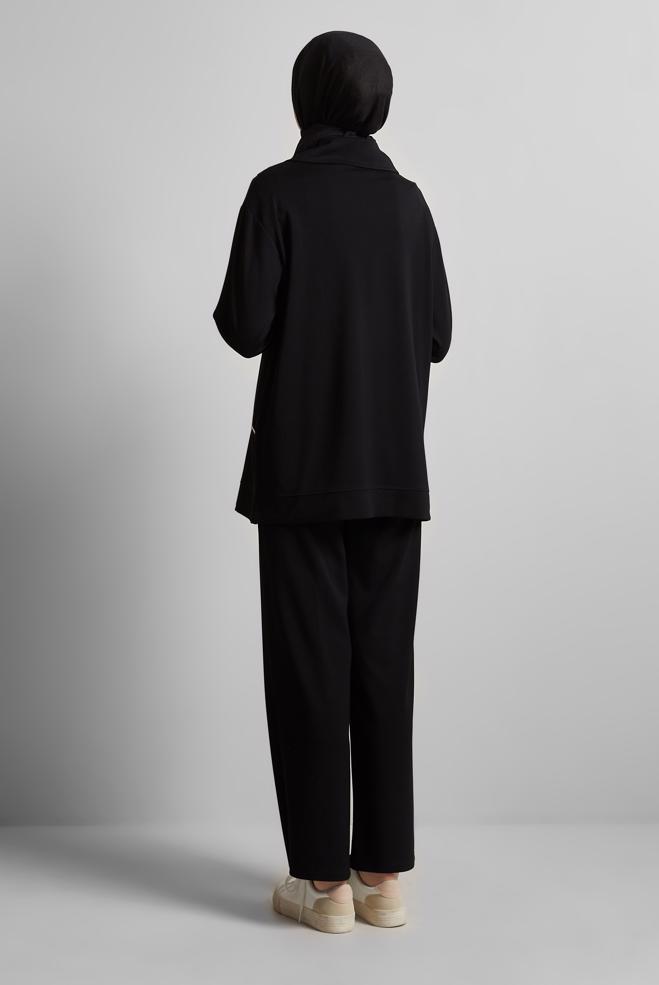 Tesettür giyim SİYAH PANTOLONLU EŞOFMAN TAKIM 45671 - ALVİNA