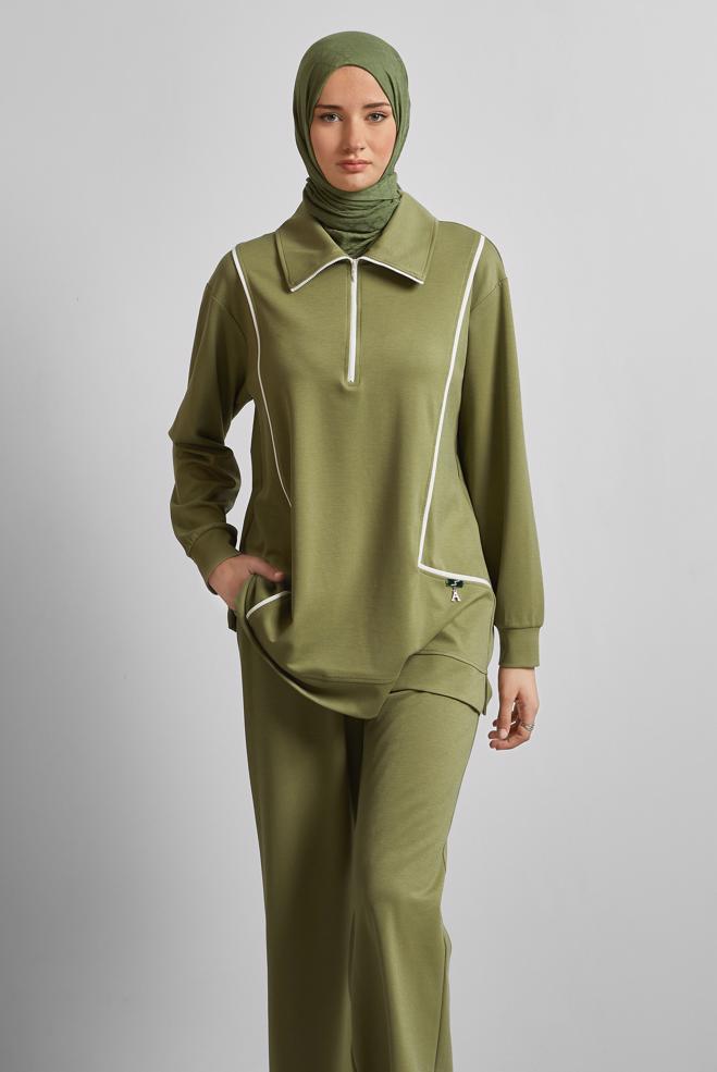 Hijab-Kleidung GRÜN TRAININGSHOSEN-SET 45671 - ALVİNA