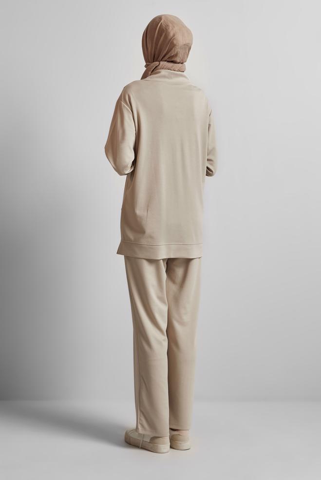 Vêtements hijab BEIGE ENSEMBLE PANTALON DE SURVÊTEMENT 45671 - ALVİNA