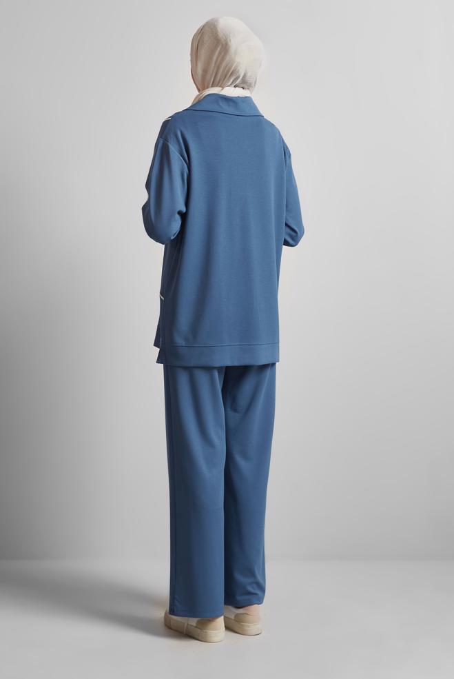 Hijab-Kleidung NAVY BLAU TRAININGSHOSEN-SET 45671 - ALVİNA