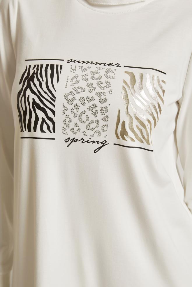 Hijab clothing WHITE PRINTED TRACKSUIT TUNIC 45691 - ALVİNA