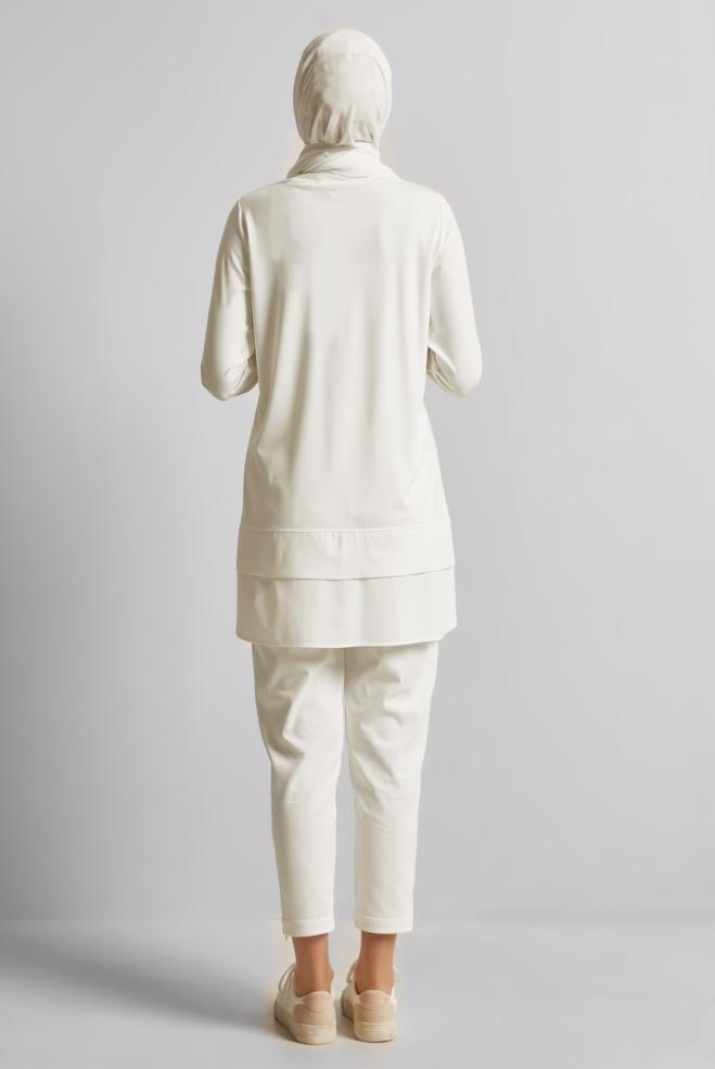 Hijab clothing WHITE PRINTED TRACKSUIT TUNIC 45691 - ALVİNA