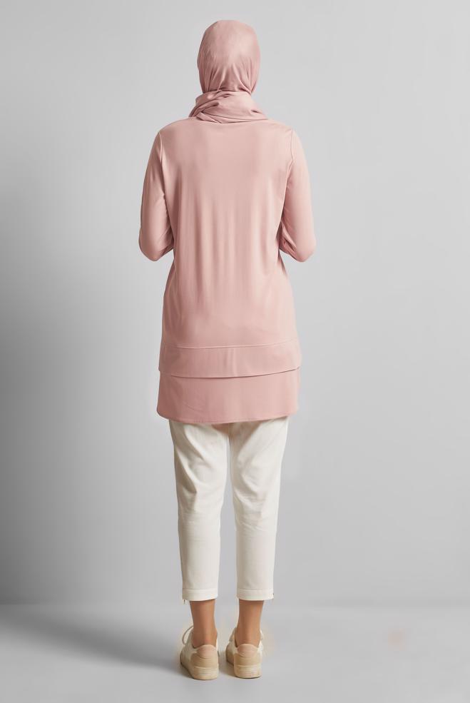 Hijab-Kleidung PULVER BEDRUCKTE TRAININGSANZUG-TUNIKA 45691 - ALVİNA