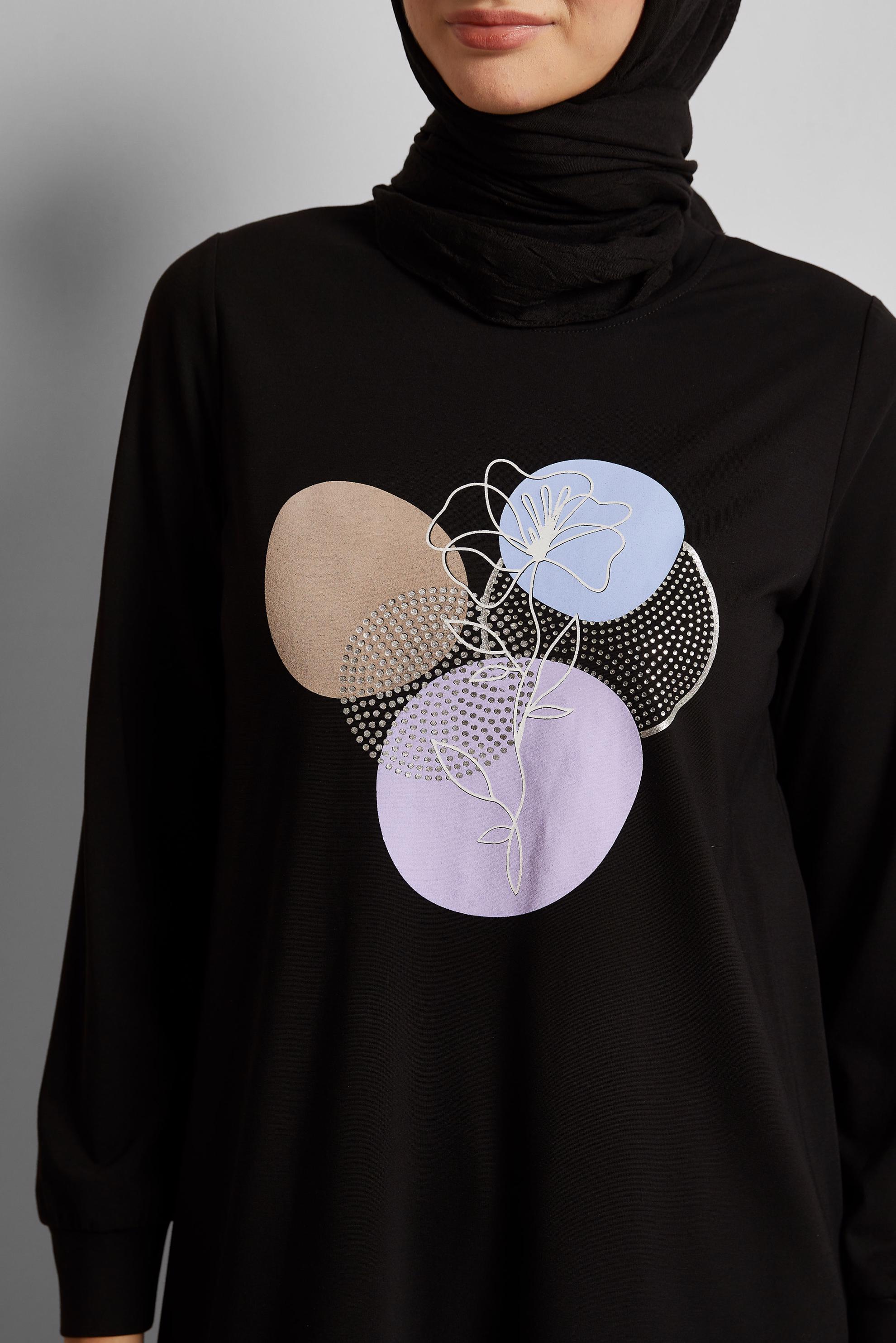 Tesettür giyim SİYAH BASKILI EŞOFMAN TUNİK 45692