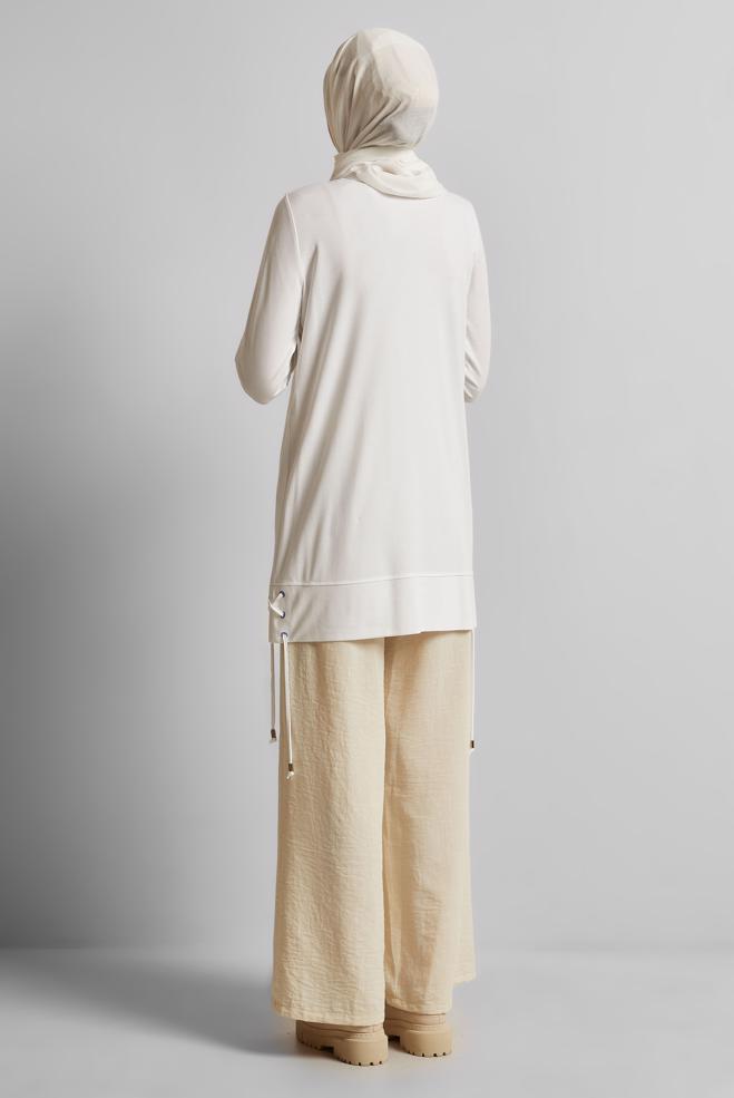 Hijab clothing WHITE PRINTED TRACKSUIT TUNIC 45692 - ALVİNA