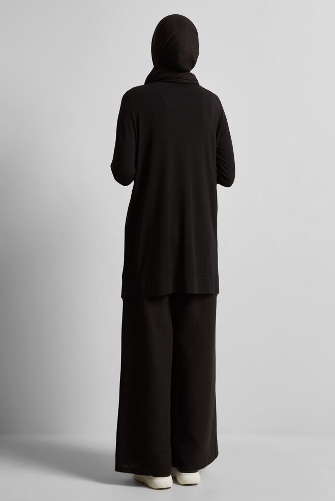 Hijab clothing BLACK PRINTED TRACKSUIT TUNIC 45693 - ALVİNA