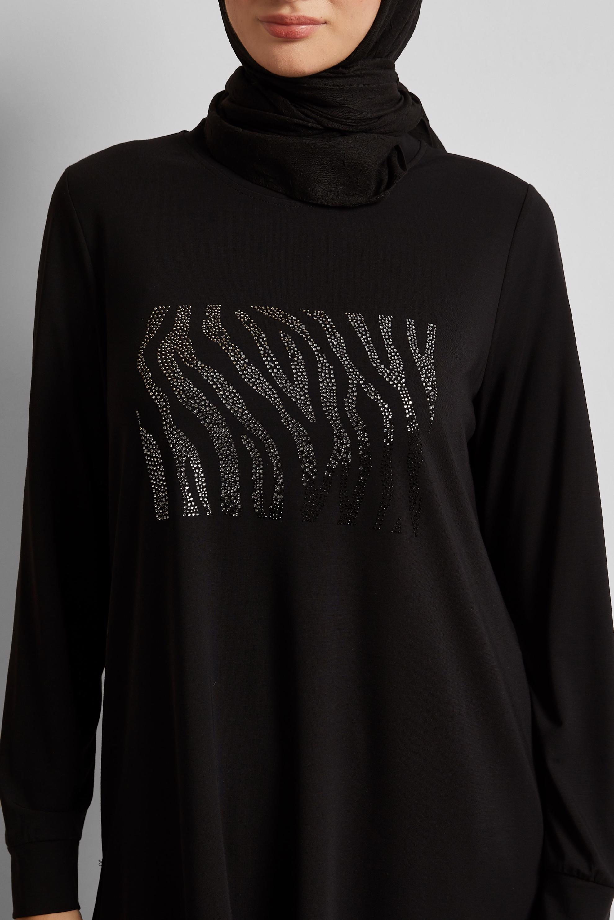 Vêtements hijab NOIR TUNIQUE DE SURVÊTEMENT IMPRIMÉE 45693