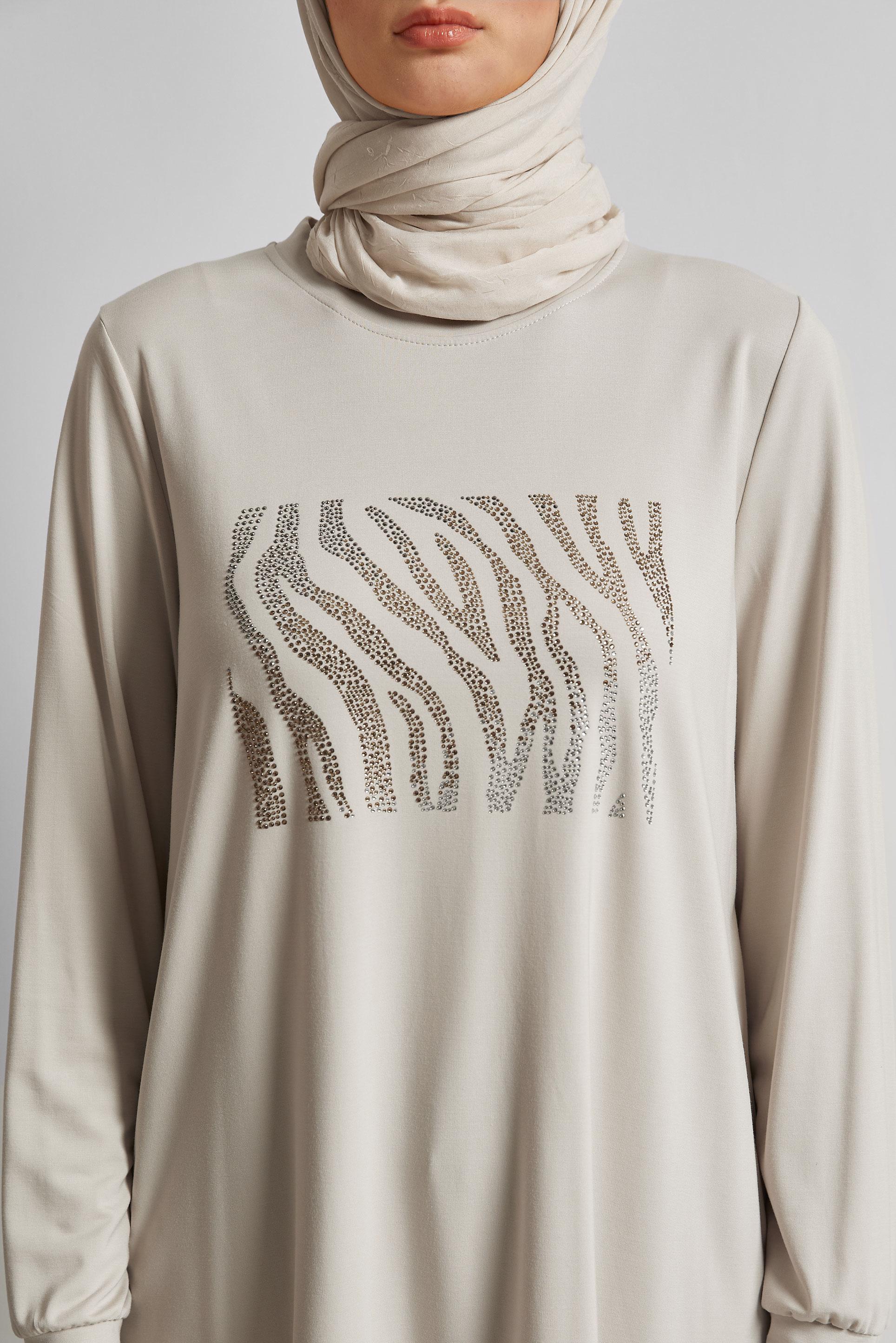Vêtements hijab BEIGE TUNIQUE DE SURVÊTEMENT IMPRIMÉE 45693