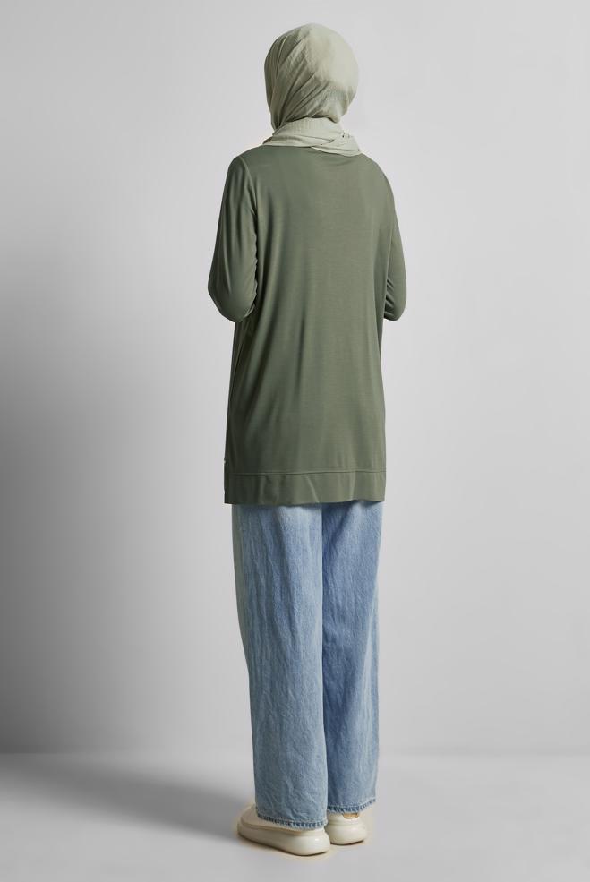 Hijab clothing KHAKI PRINTED TRACKSUIT TUNIC 45693 - ALVİNA