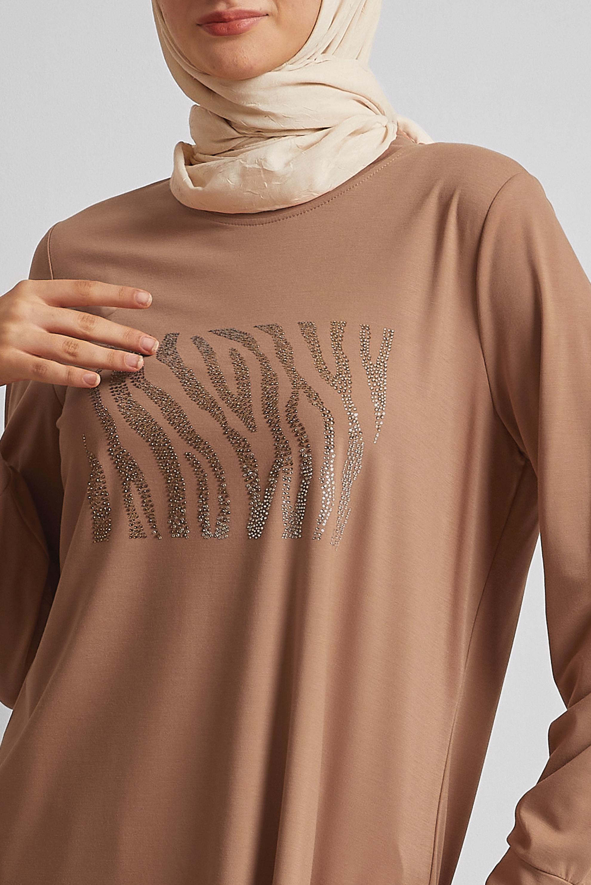 Vêtements hijab BRUN TUNIQUE DE SURVÊTEMENT IMPRIMÉE 45693