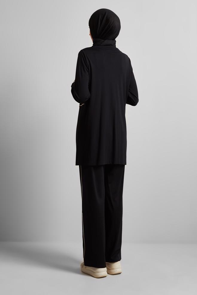 Vêtements hijab NOIR ENSEMBLE PANTALON DE SURVÊTEMENT 45697 - ALVİNA