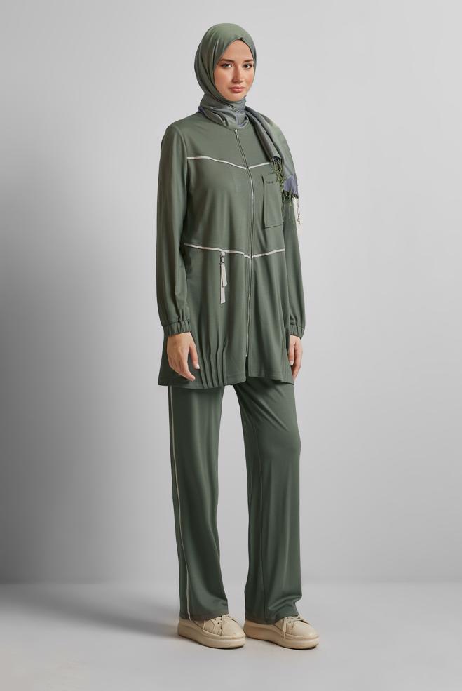 Vêtements hijab KAKI ENSEMBLE PANTALON DE SURVÊTEMENT 45697 - ALVİNA