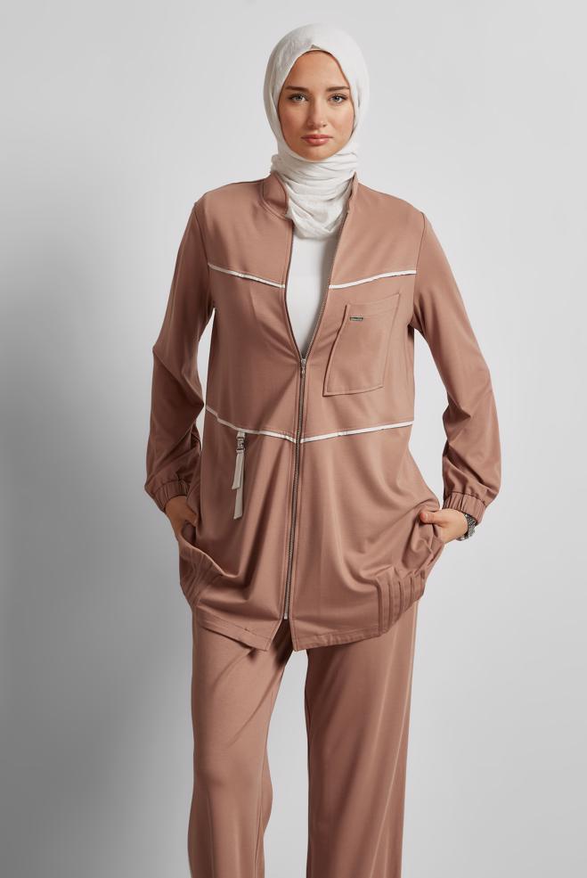 Vêtements hijab BRUN ENSEMBLE PANTALON DE SURVÊTEMENT 45697 - ALVİNA