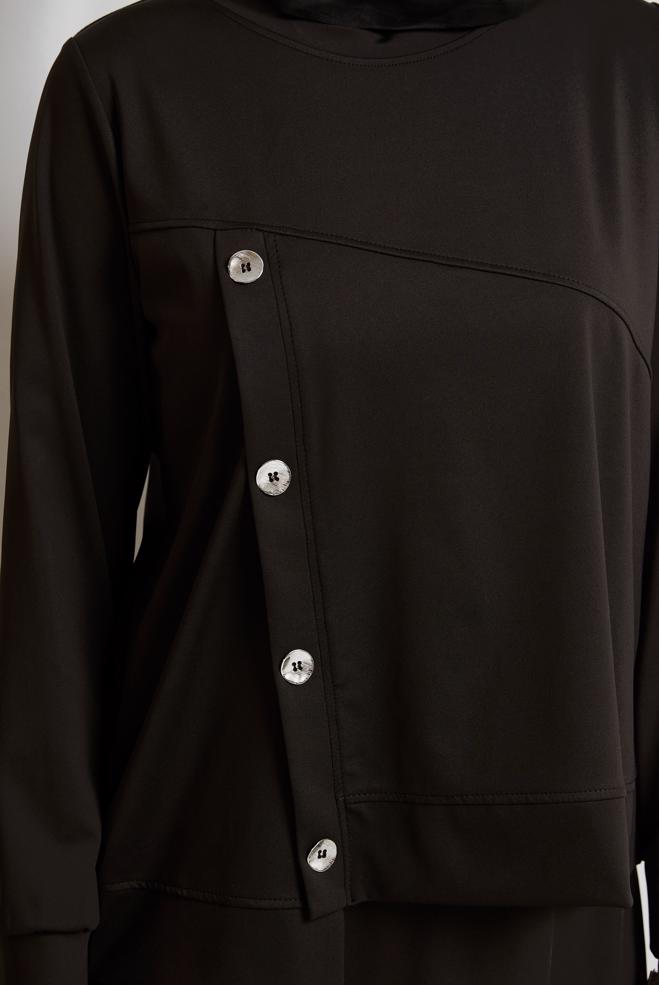 Vêtements hijab NOIR ENSEMBLE DE SURVÊTEMENT JUPE 45698 - ALVİNA
