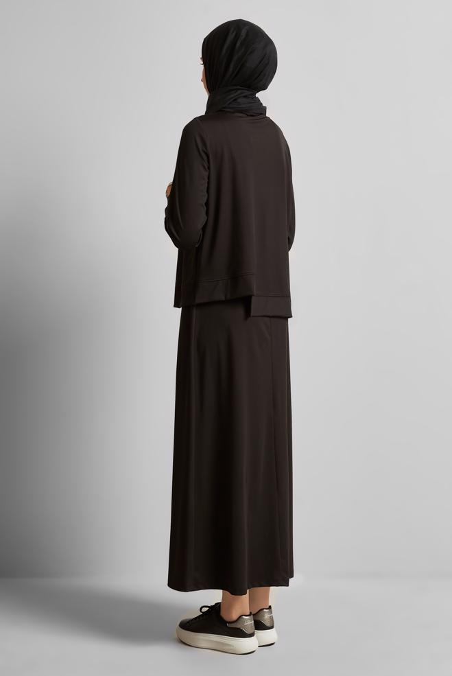 Vêtements hijab NOIR ENSEMBLE DE SURVÊTEMENT JUPE 45698 - ALVİNA
