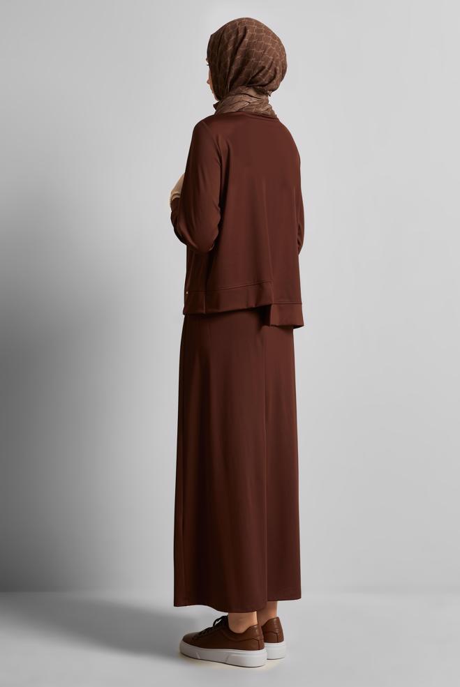 Vêtements hijab BRUN ENSEMBLE DE SURVÊTEMENT JUPE 45698 - ALVİNA