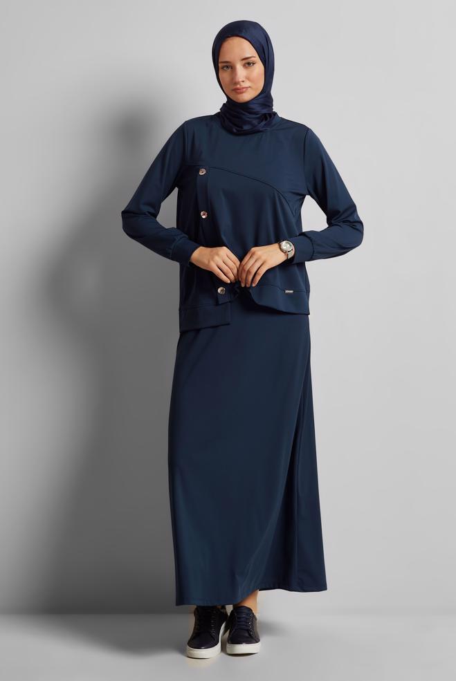 Vêtements hijab BLEU MARINE ENSEMBLE DE SURVÊTEMENT JUPE 45698 - ALVİNA