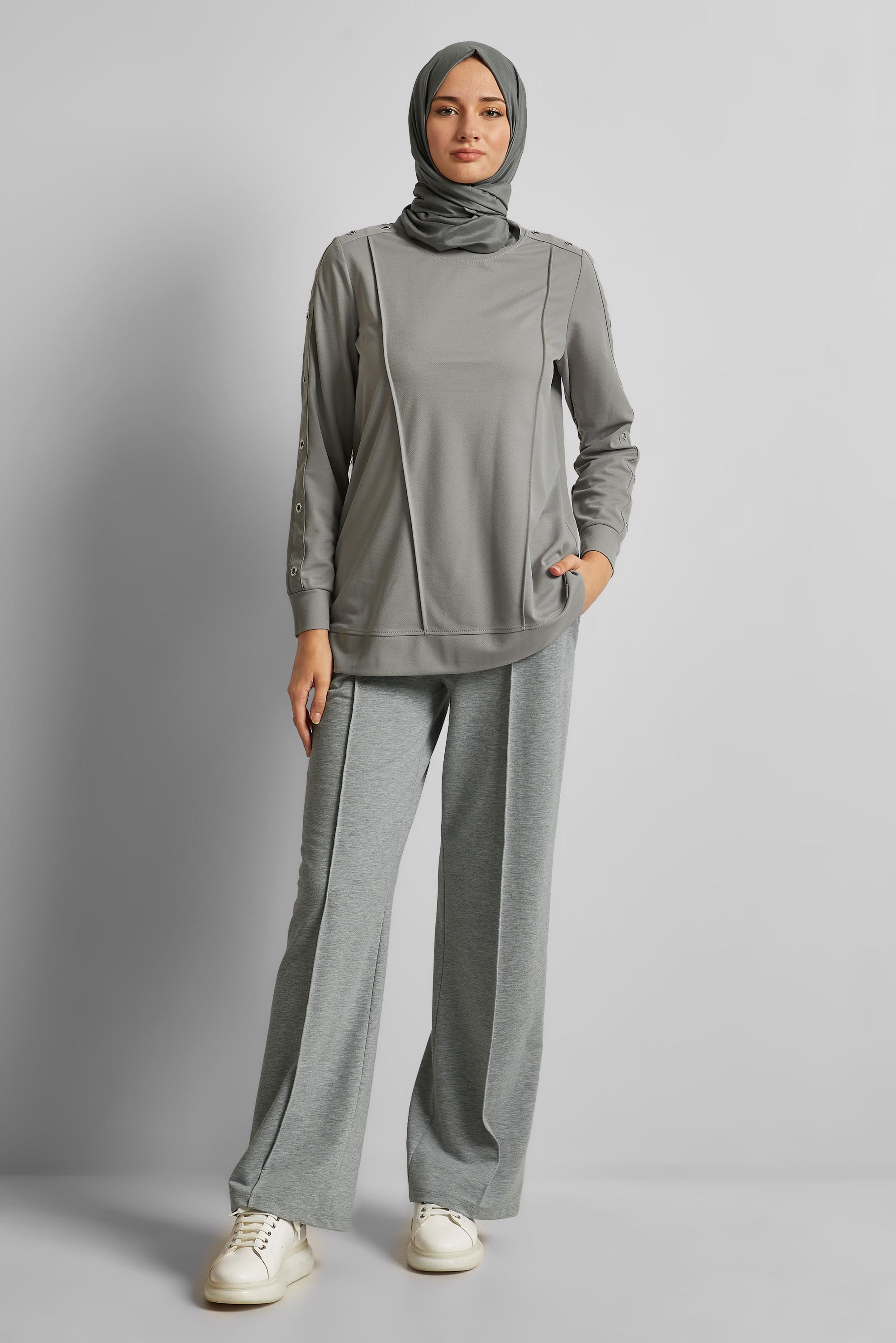 Vêtements hijab GRIS TUNIQUE DE SURVÊTEMENT À COL ROND 45699