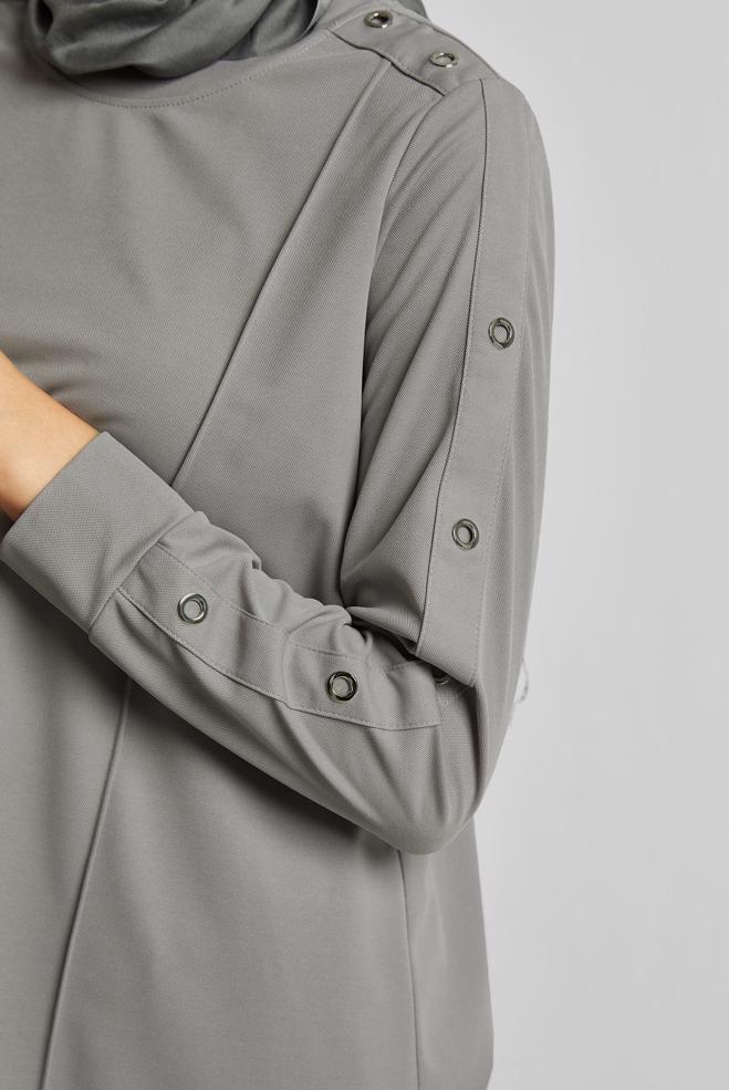 Hijab clothing GREY CREW-NECK TRACKSUIT TUNIC 45699 - ALVİNA