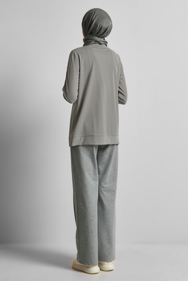 Hijab clothing GREY CREW-NECK TRACKSUIT TUNIC 45699 - ALVİNA