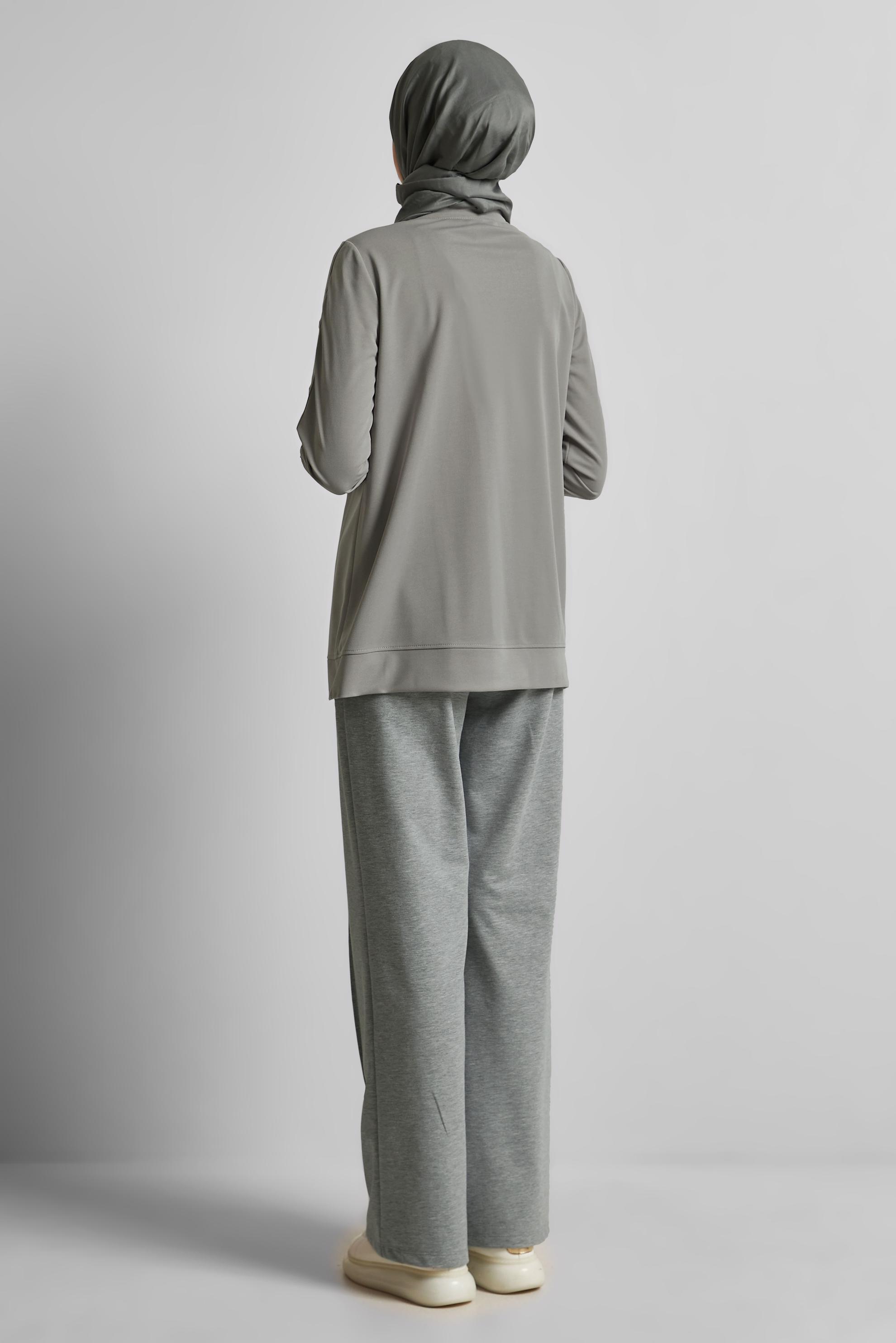 Vêtements hijab GRIS TUNIQUE DE SURVÊTEMENT À COL ROND 45699