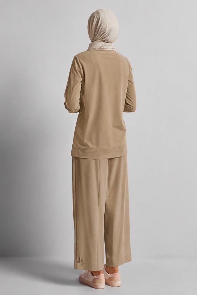 Vêtements hijab BEIGE TUNIQUE DE SURVÊTEMENT À COL ROND 45699 - ALVİNA