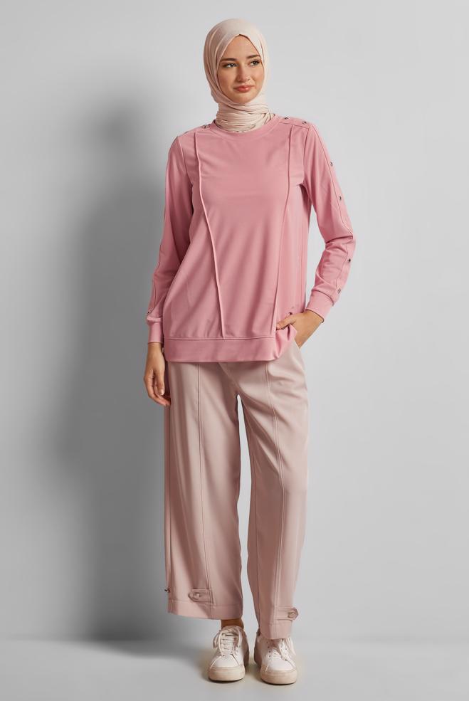 Hijab clothing POWDER CREW-NECK TRACKSUIT TUNIC 45699 - ALVİNA