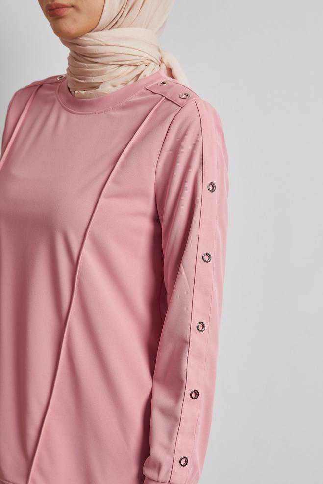 Hijab clothing POWDER CREW-NECK TRACKSUIT TUNIC 45699 - ALVİNA