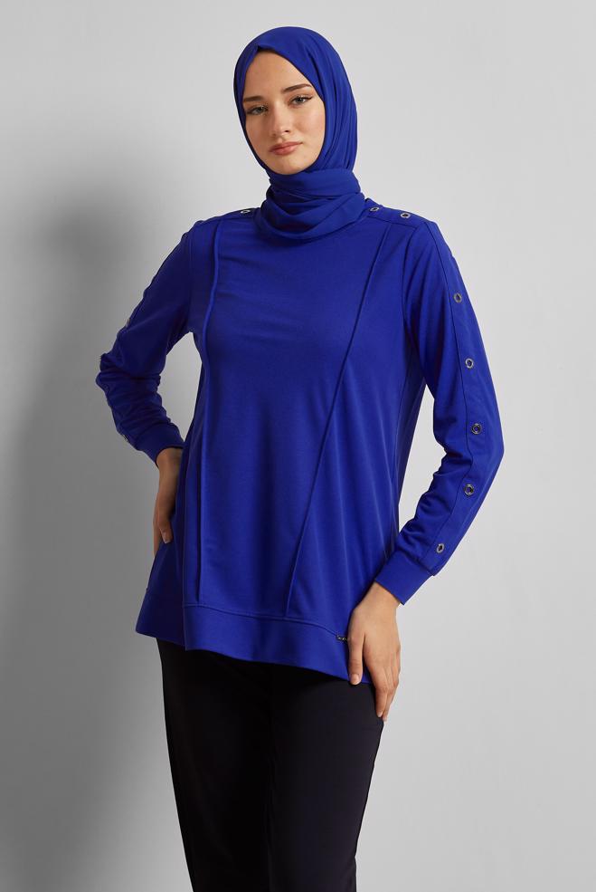 Hijab clothing NAVY BLUE CREW-NECK TRACKSUIT TUNIC 45699 - ALVİNA