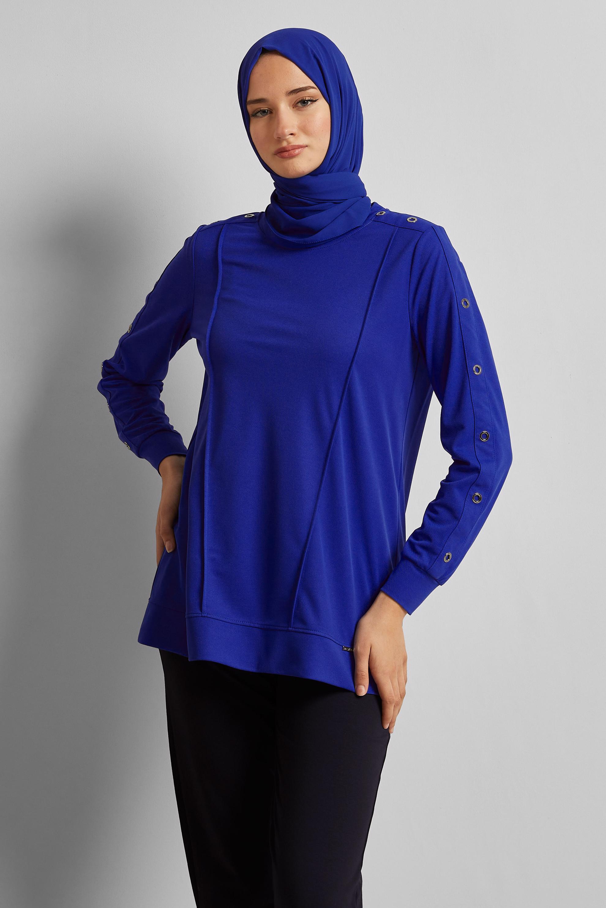 Vêtements hijab BLEU MARINE TUNIQUE DE SURVÊTEMENT À COL ROND 45699