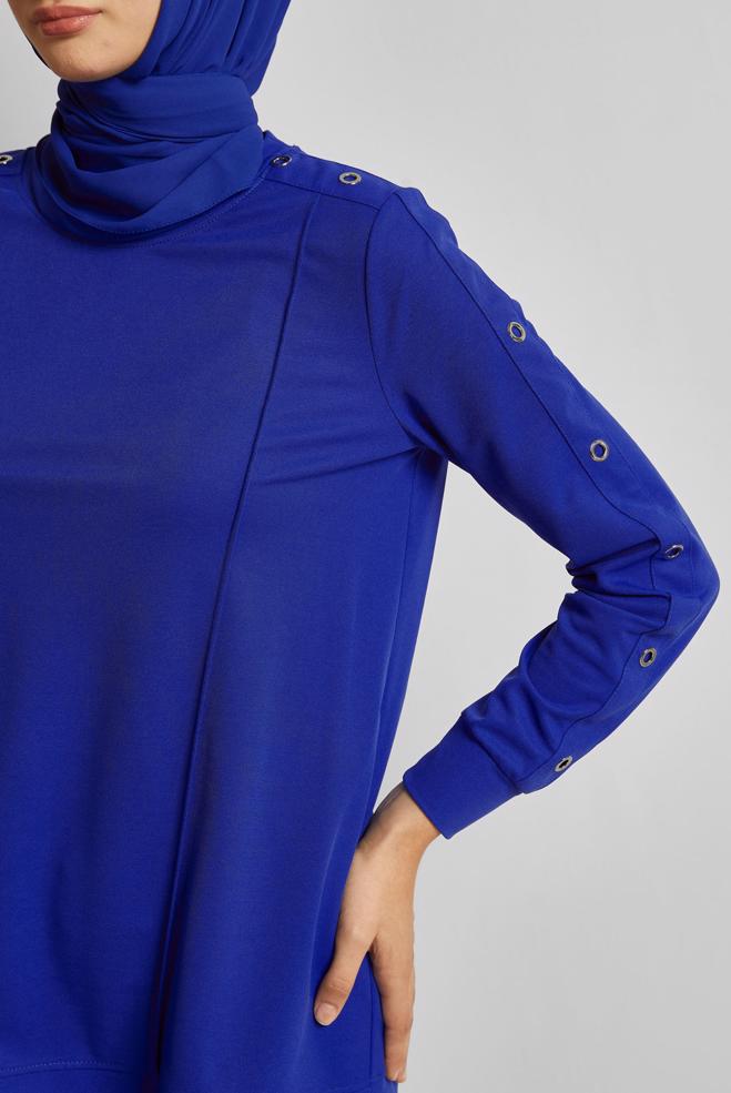 Hijab clothing NAVY BLUE CREW-NECK TRACKSUIT TUNIC 45699 - ALVİNA