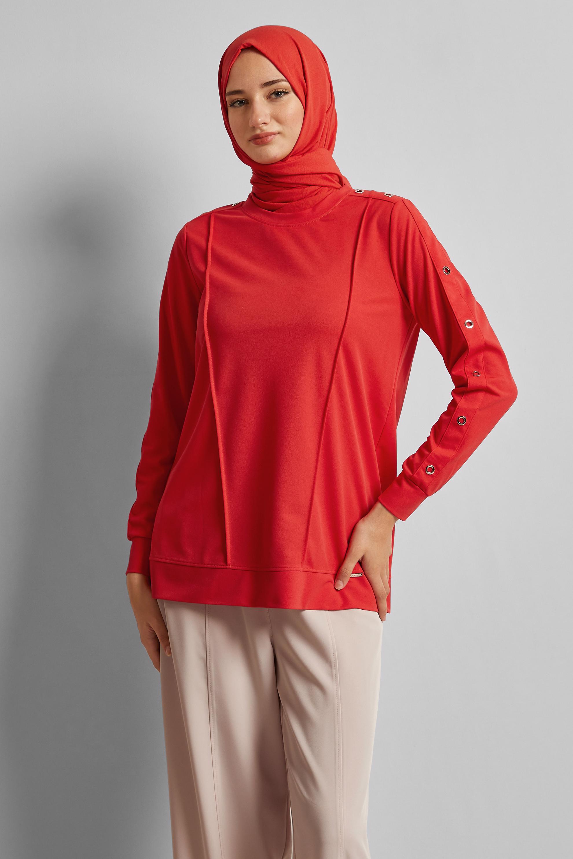 Vêtements hijab ROUGE TUNIQUE DE SURVÊTEMENT À COL ROND 45699