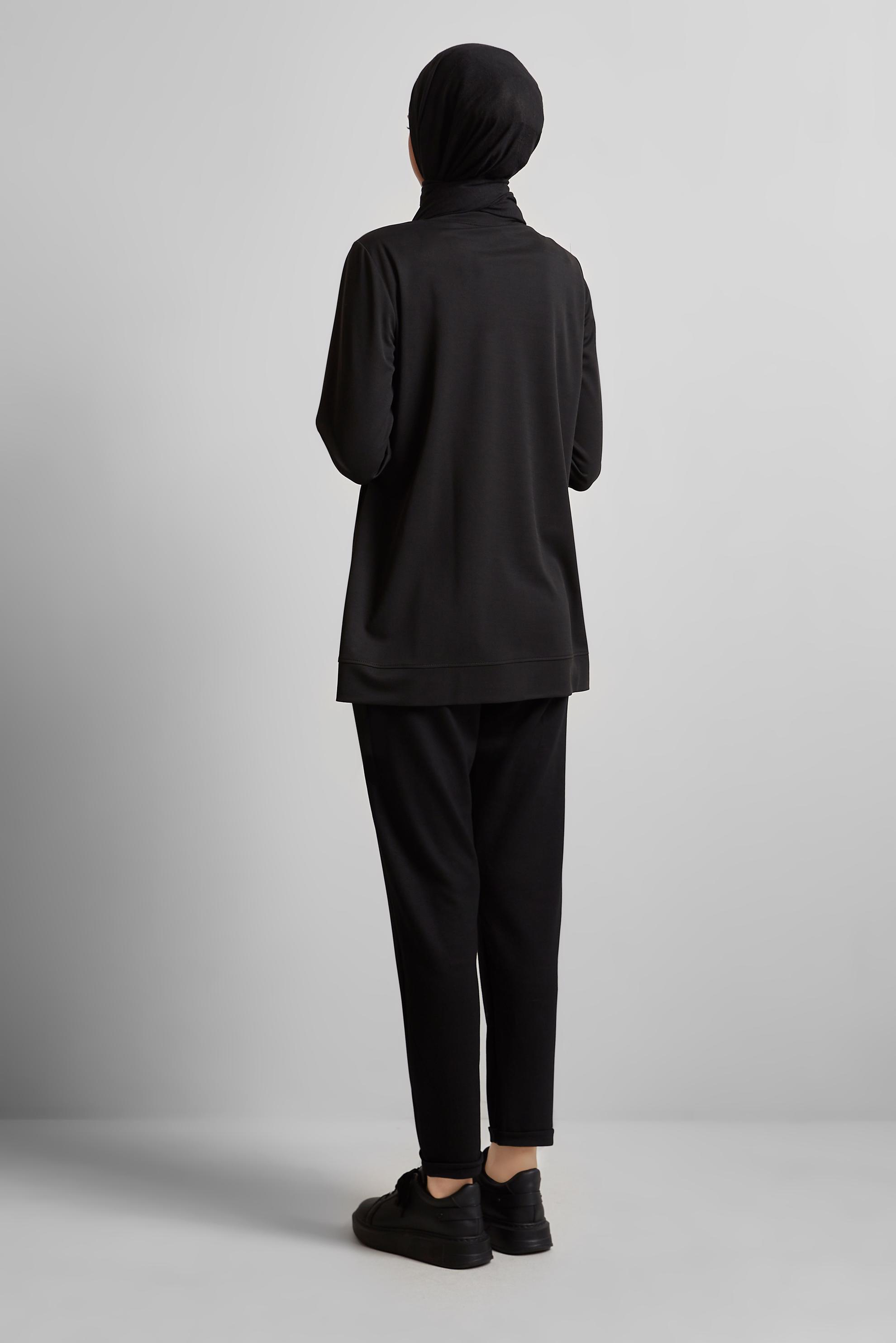 Tesettür giyim SİYAH BİSİKLET YAKA EŞOFMAN TUNİK 45700