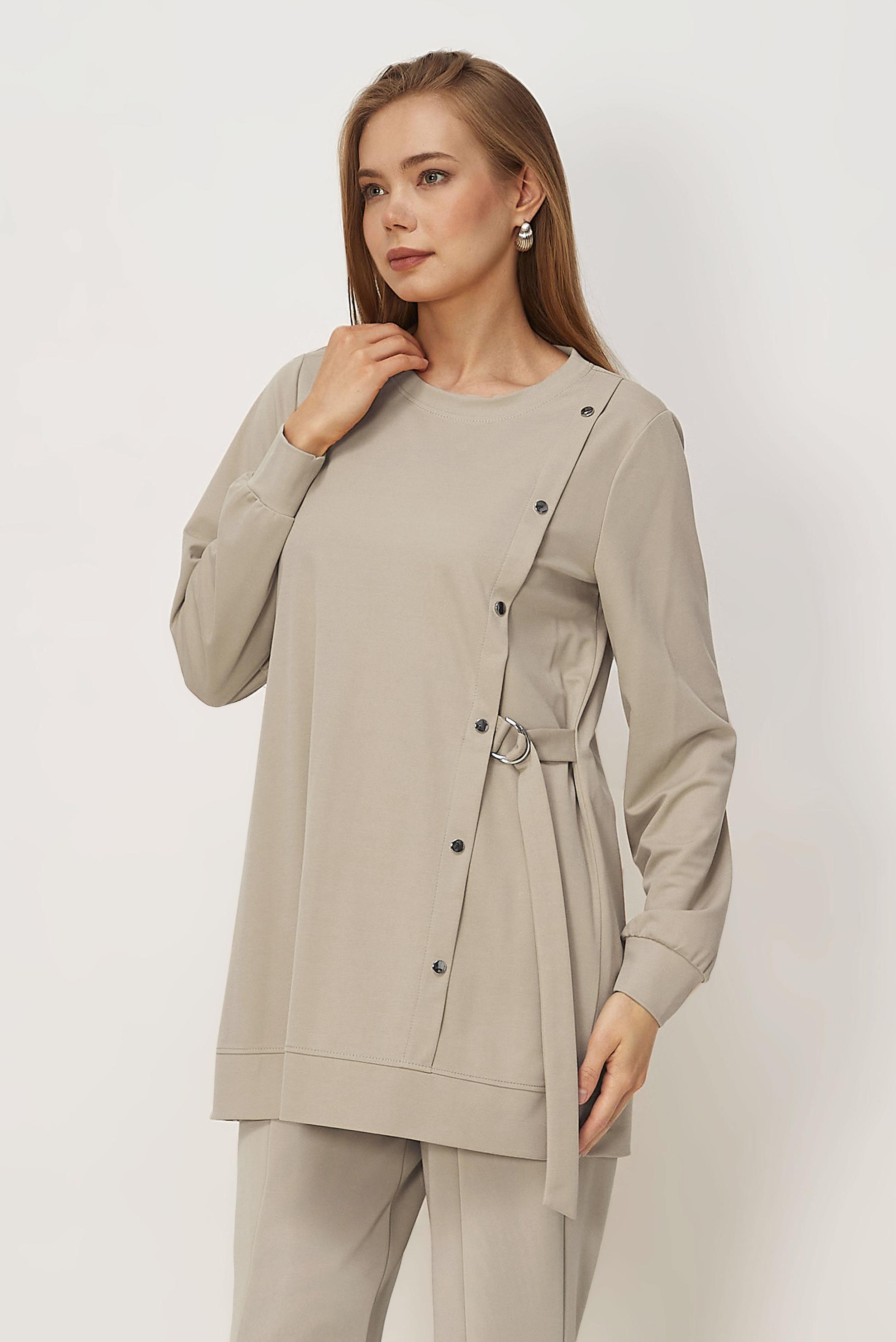 Vêtements hijab BEIGE TUNIQUE DE SURVÊTEMENT À COL ROND 45700