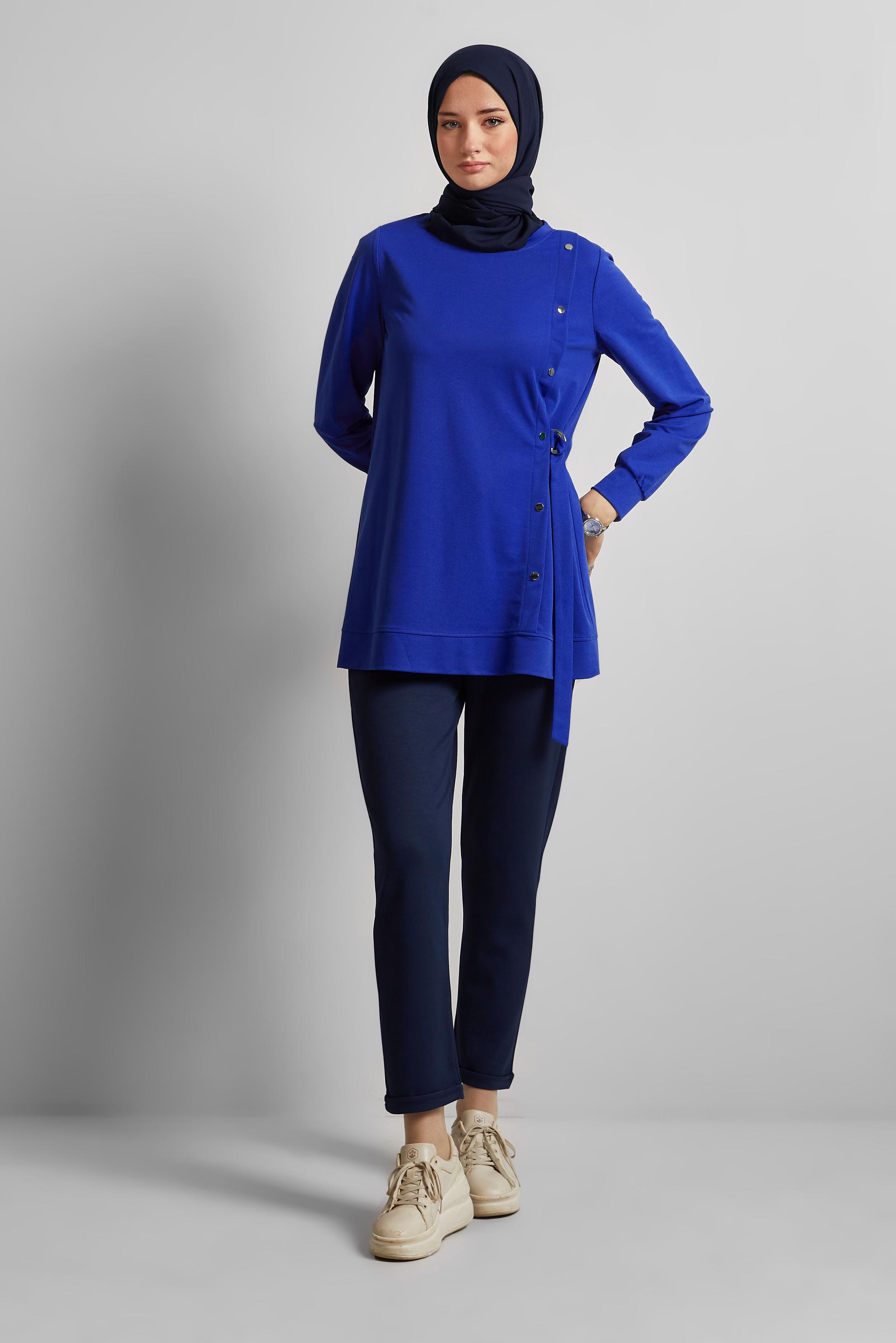 Tesettür giyim LACİVERT BİSİKLET YAKA EŞOFMAN TUNİK 45700
