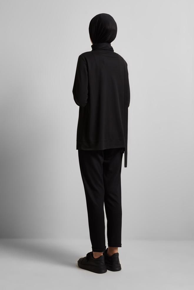 Hijab clothing BLACK EYELET DETAILED TUNIC 45701 - ALVİNA