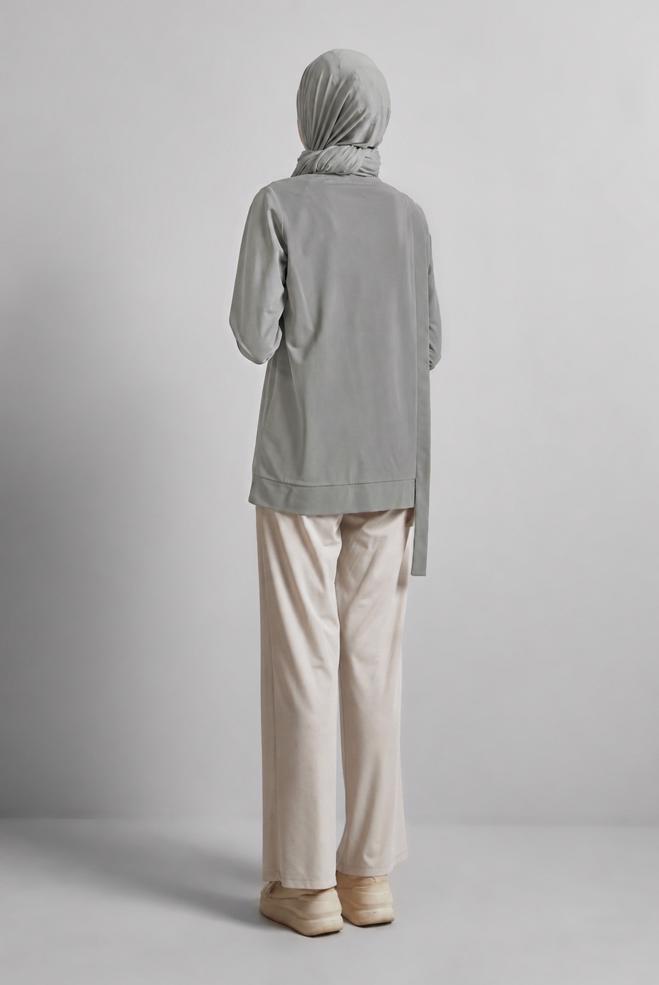 Vêtements hijab GRIS TUNIQUE DÉTAILLÉE À ŒILLETS 45701 - ALVİNA