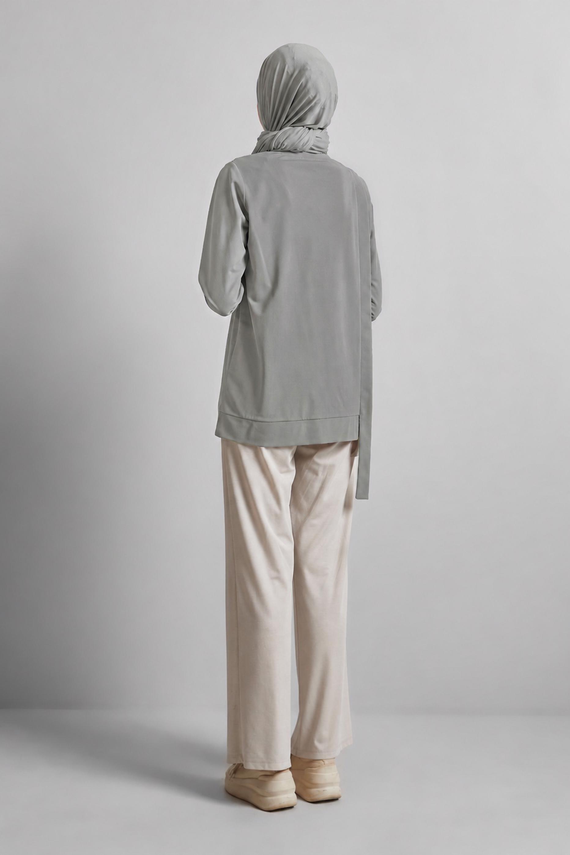 Vêtements hijab GRIS TUNIQUE DÉTAILLÉE À ŒILLETS 45701