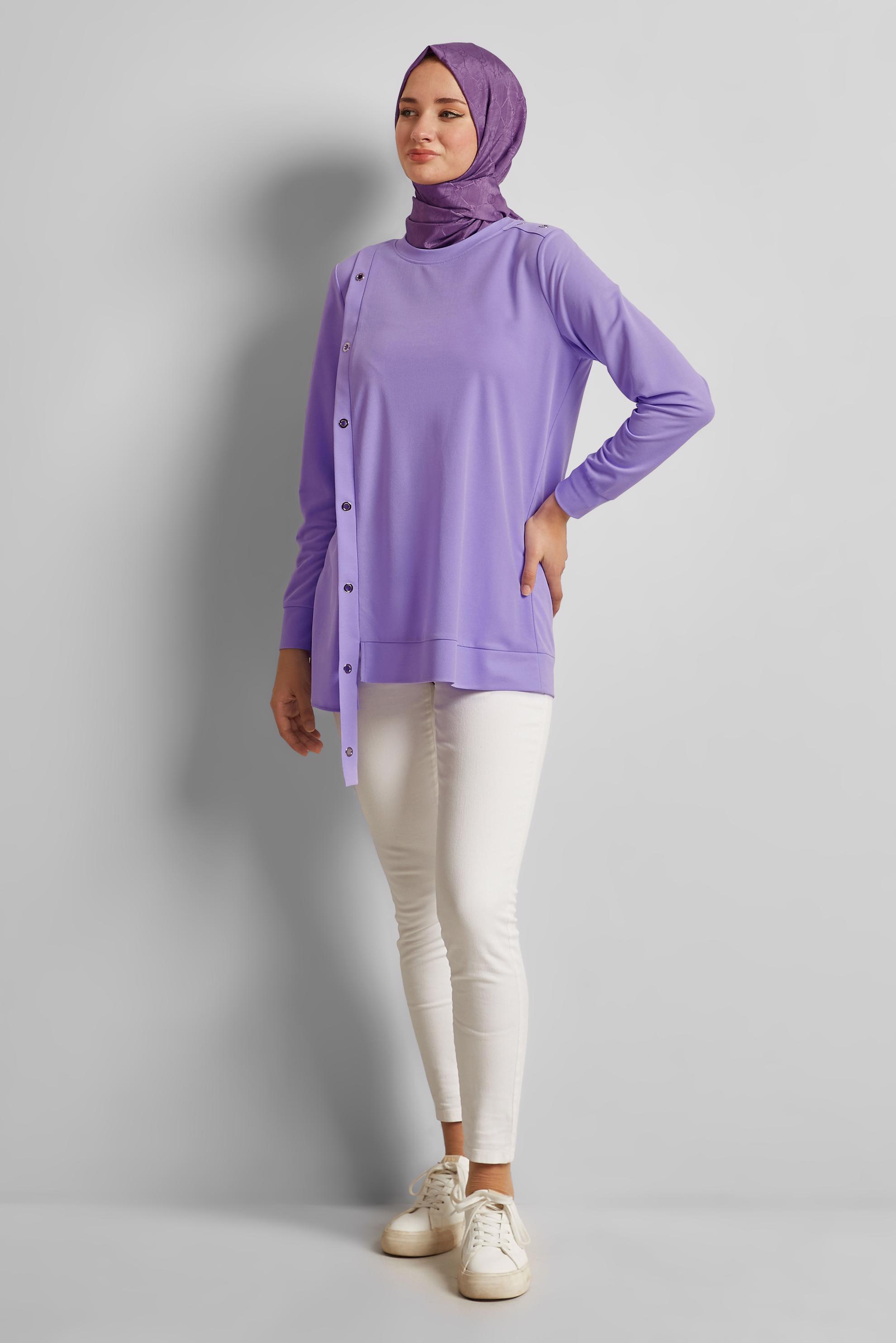 Vêtements hijab POURPRE TUNIQUE DÉTAILLÉE À ŒILLETS 45701