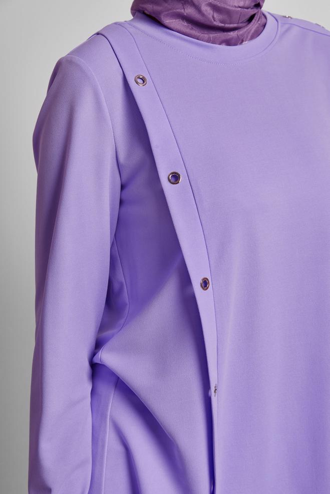 Vêtements hijab POURPRE TUNIQUE DÉTAILLÉE À ŒILLETS 45701 - ALVİNA