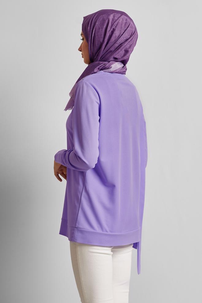 Vêtements hijab POURPRE TUNIQUE DÉTAILLÉE À ŒILLETS 45701 - ALVİNA