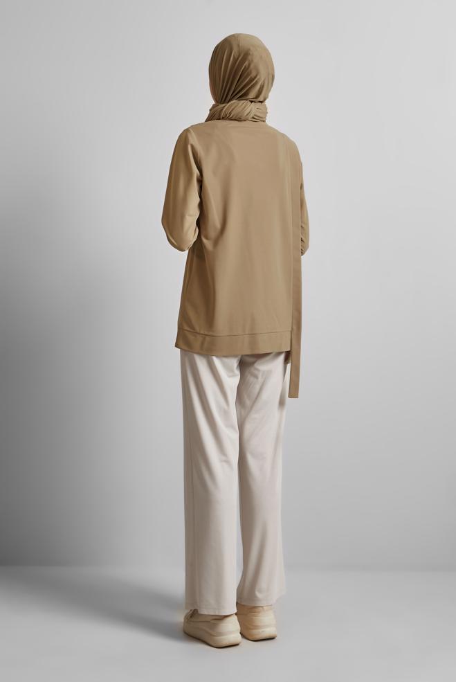 Hijab clothing BROWN EYELET DETAILED TUNIC 45701 - ALVİNA