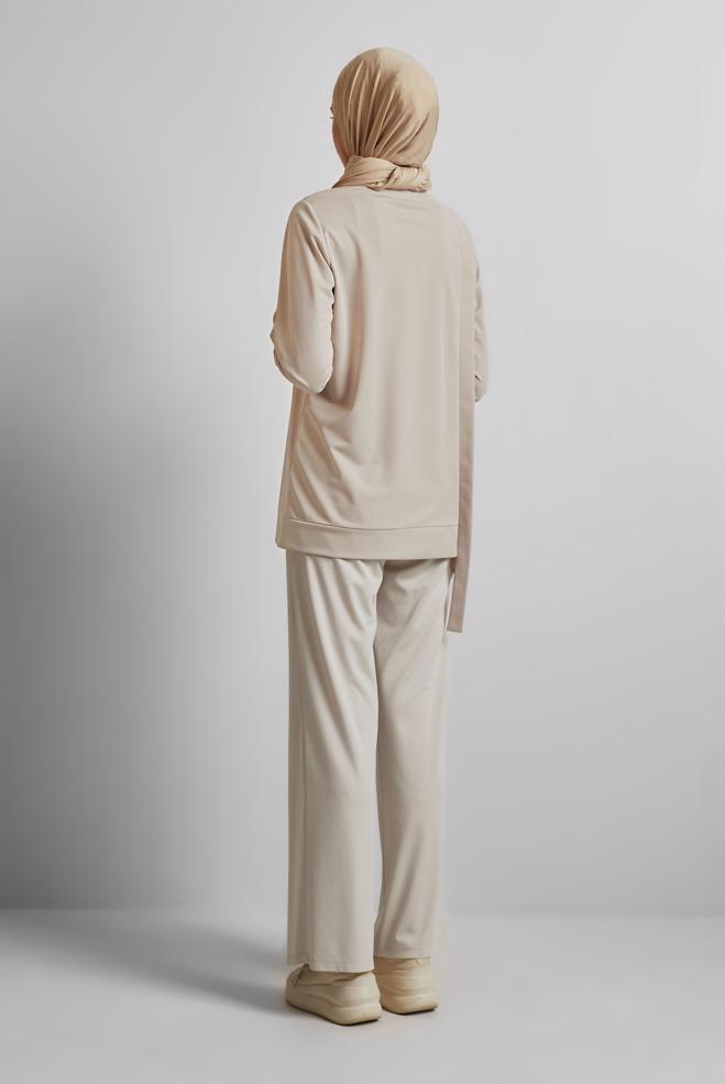 Hijab clothing BEIGE EYELET DETAILED TUNIC 45701 - ALVİNA